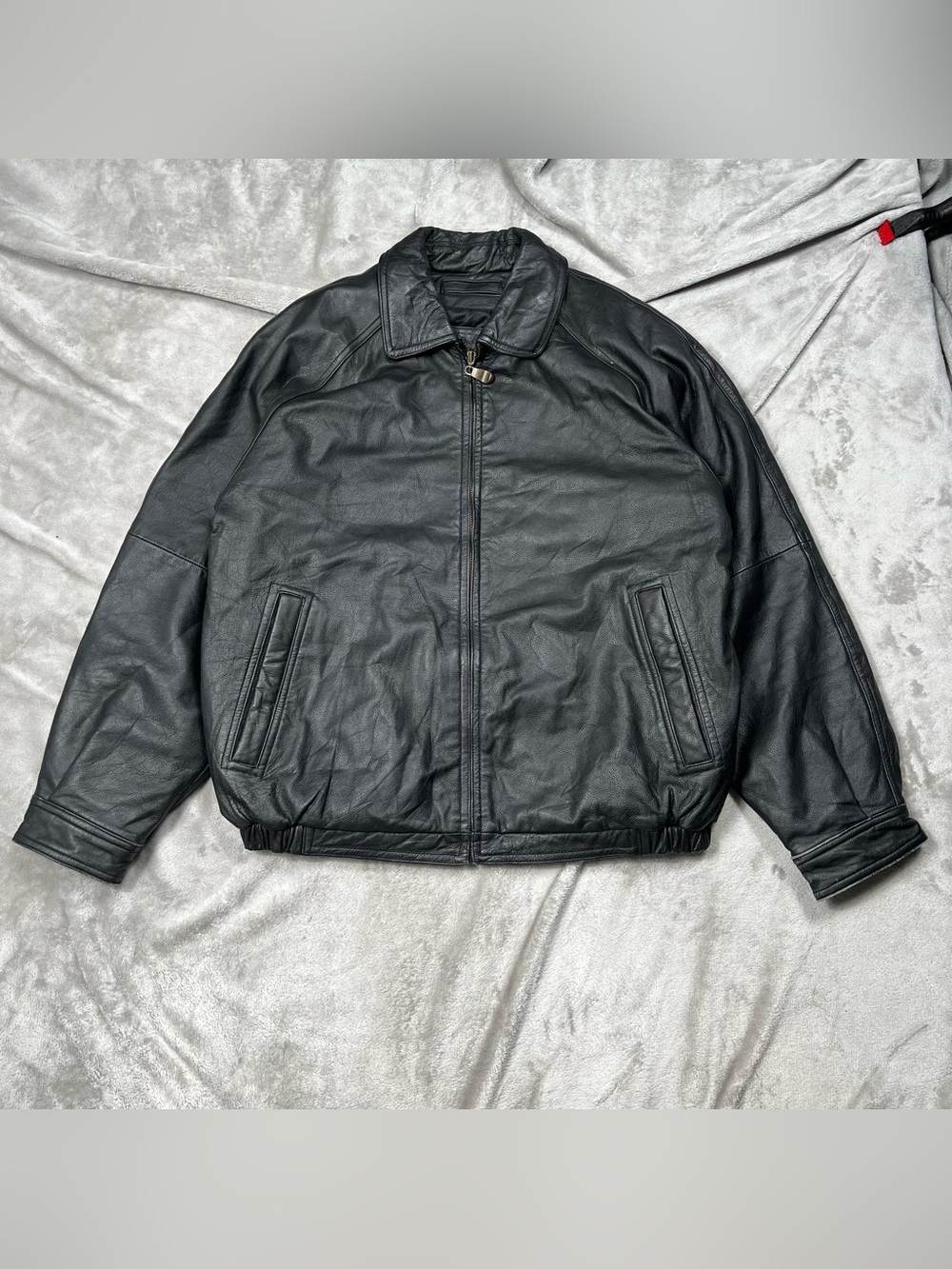 Vintage Knightsbridge Leather Jacket Mens M Black Full Zip Lined Knights Bridge